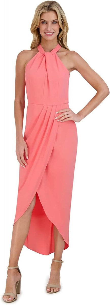 Julia Jordan Womens Knot-Neck Midi Halter Dress Pink 16 JJ38691