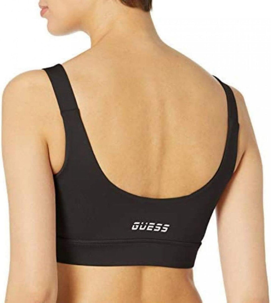 GUESS Women's Active Medium Support Sports Bra with Lace-Up Detail