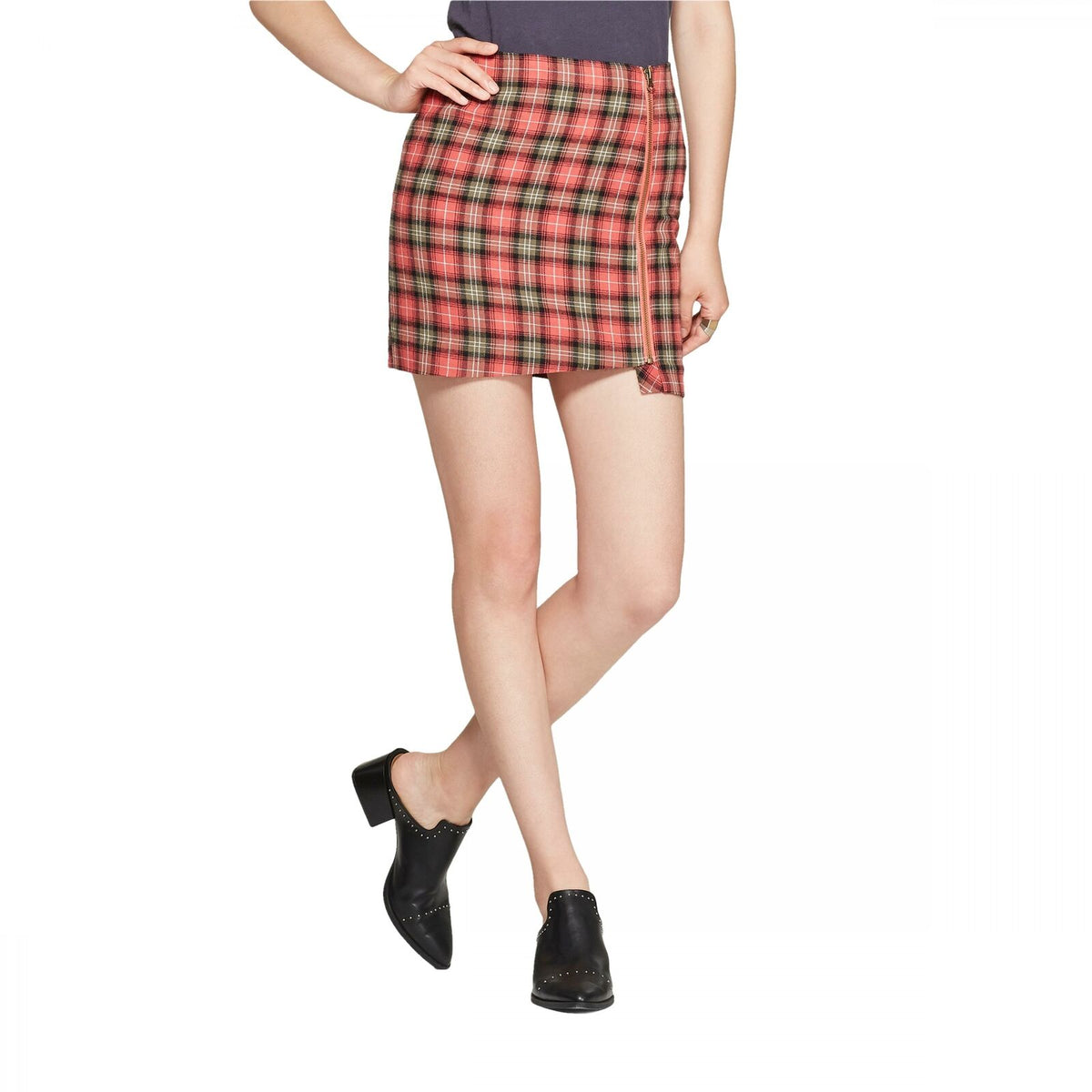 Plaid Mini Ponte Skirt