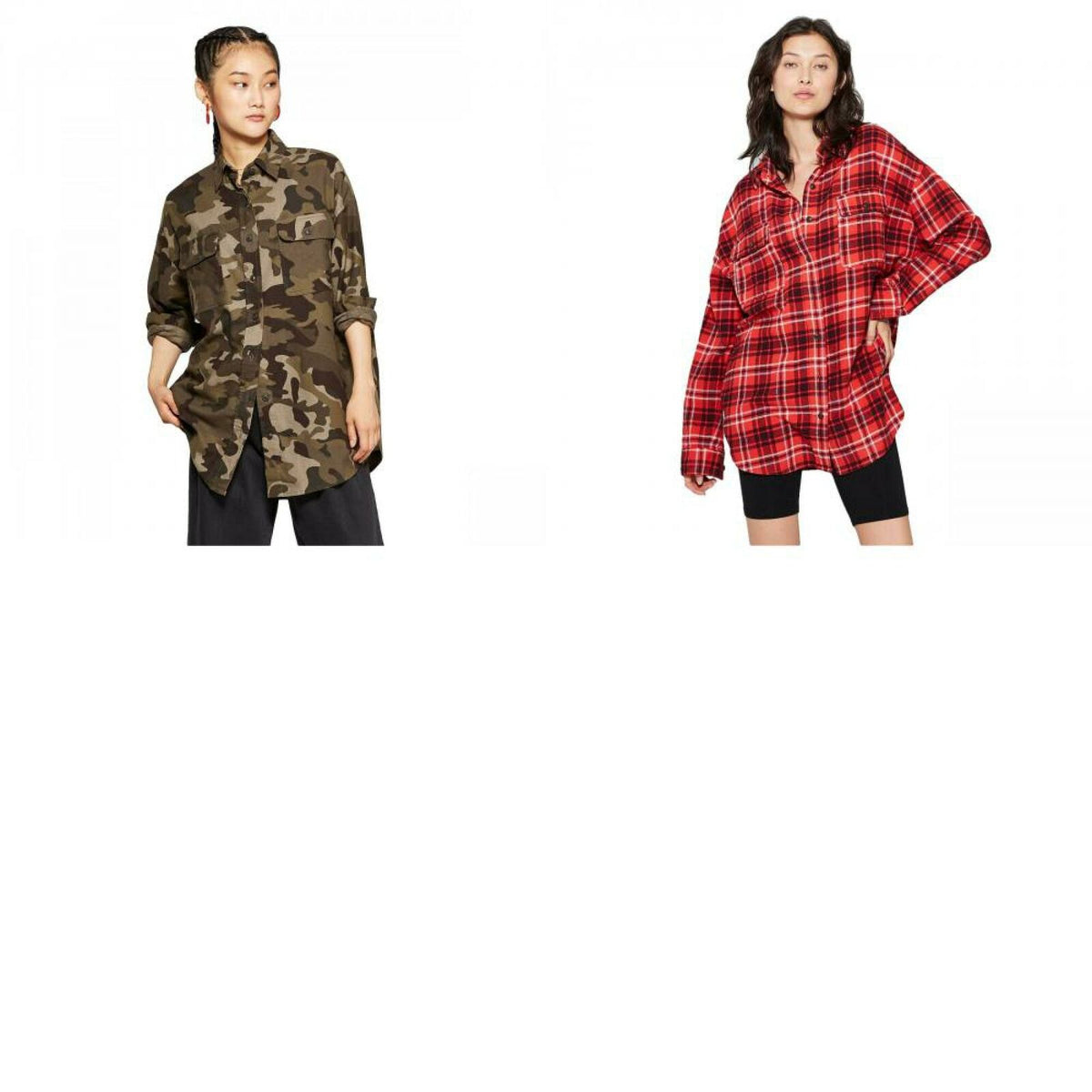 Women's Oversized Button-Down Flannel Shirt - Wild Fable™ Blue Plaid L