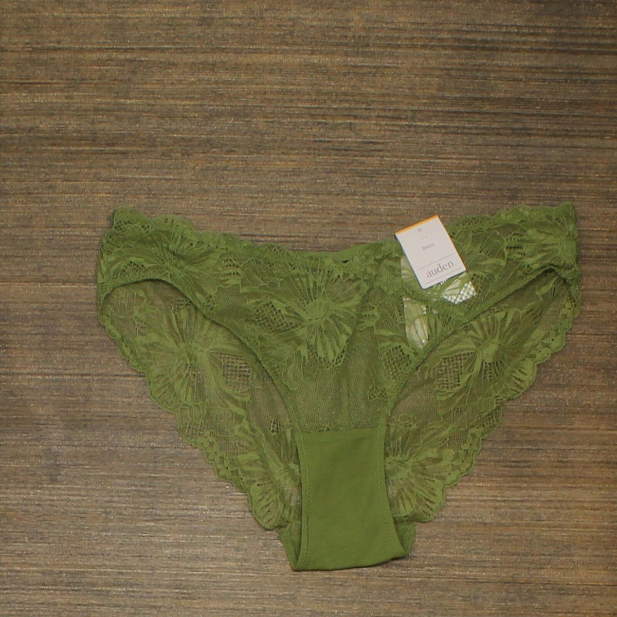 3 NEW Medium Auden Women's Underwear Panties Green Lace Hipster