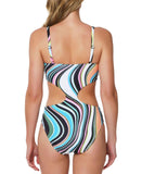 Sanctuary Wavy Printed Side Cutout Swimsuit SAWB22606-980