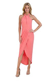 Julia Jordan Womens Knot-Neck Midi Halter Dress Pink 14 JJ38691