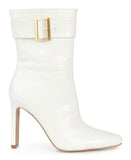 Journee Collection Elanie Comfort Foam Inside Zip Block Heel Booties White 8M