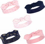 Yoga Sprout Baby Girls 5 Pack Cotton Headbands Navy Moroccan Blue 0-24 Month