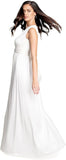 Dress The Population Krista V Neck Coated Jersey Slit Front Maxi Dress White XXS