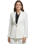 DKNY Peak-Collar Single-Button Long-Sleeve Blazer UI2J7680 Egg Nog Off White 2