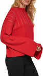 DKNY Womens Long Sleeve Studded Cowl Neck Sweater P2MSAB84 Scarlet Silver Red XL