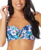 Sundazed Beka Floral-Print Bow Bikini Top F74150 Azure Blue 32D