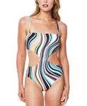 Sanctuary Wavy Printed Side Cutout Swimsuit SAWB22606-980