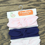 Yoga Sprout Baby Girls 5 Pack Cotton Headbands Navy Moroccan Blue 0-24 Month