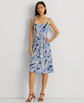 Lauren Ralph Lauren Womens Floral Crepe Sleeveless Dress 250862096001 Blue 2