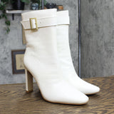 Journee Collection Elanie Comfort Foam Inside Zip Block Heel Booties White 8M