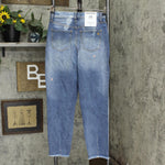 Frayed Denim Tapered Boyfriend Workwear Jeans 30156928 Blue 26