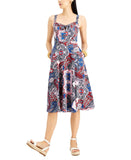 Inc International Concepts Bandana-Print Fit & Flare Dress Blue Multi 10