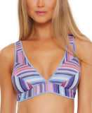 Becca South Coast Teagan Metallic Striped Bikini Top 953627