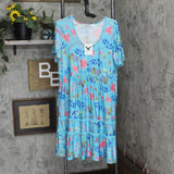 White Mark Womens Plus Size Floral Short Sleeve Knee Length Dress PS327