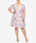 White Mark Womens Plus Size Floral Short Sleeve Knee Length Dress PS327