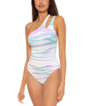 Rebecca Virtue Becca Iconic Asymmetric Ribbed Tie-Dye One-Piece Swimsuit 321027