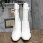 Journee Collection Elanie Comfort Foam Inside Zip Block Heel Booties White 8M