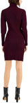 Taylor Dresses Mock Neck Puff Sleeve Cable Knit Sweater Dress 6702M Fig Purple M