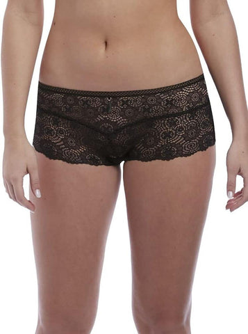 Freya Expression Crochet Lace & Mesh Panty Boyshort Briefs Black XS