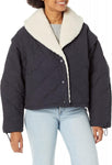 Astr The Label Women's Sherpa Lined Nadine Jacket Coat Navy Blue S