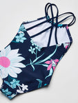 Kanu Surf Girls Jasmine Beach Sport Halter One Piece Swimsuit  Navy Blue 4T