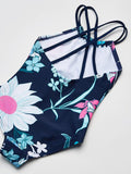 Kanu Surf Girls Jasmine Beach Sport Halter One Piece Swimsuit  Navy Blue 4T