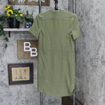 Lauren Ralph Lauren Belted Georgette Shirtdress Olive Fern Green 0