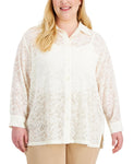 Anne Klein Plus Size Sheer Button-Up Shacket 10841971