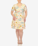 White Mark Womens Plus Size Floral Short Sleeve Knee Length Dress PS327