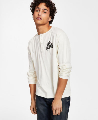 Heroes Motors Men's Long-Sleeve Graphic Henley HM9535