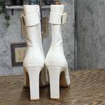 Journee Collection Elanie Comfort Foam Inside Zip Block Heel Booties White 8M