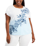 Tommy Hilfiger Womens Plus Size Ombre Floral Tee W2BH0519