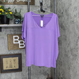 Simply Emma Womens Pullover Knit Lightweight V-Neck Blouse Shirt Top Purple 3X