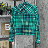 Colsie Women's Plaid Flannel Notch Collar Pajama Top 562917 Green S