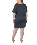 24seven Comfort Apparel Womens Plus Size Loose Fit V-neck Knee Length Dress