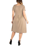 24seven Comfort Apparel Plus Size Short Sleeve Midi Dress with Pockets P0206180