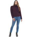 Calvin Klein Women's Cable Knit Sleeve Sweater M2XSJ728 Aubergine Purple L