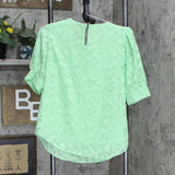 Vince Camuto Jacquard Puff Sleeve Top 9121049 Green S