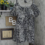 Who What Wear Women's Leopard Print Puff Short Sleeve Dress WD-788