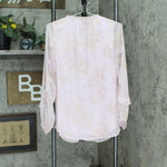 LC Lauren Conrad Womens Long Sleeve Ruffle Lined Blouse Light Pink Lurex S