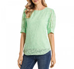 Vince Camuto Jacquard Puff Sleeve Top 9121049 Green S