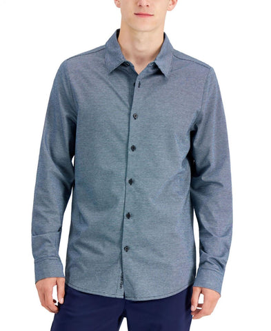 Calvin Klein Men's Button-Down Long Sleeve Shirt 40FM279 Jadeite Blue XS