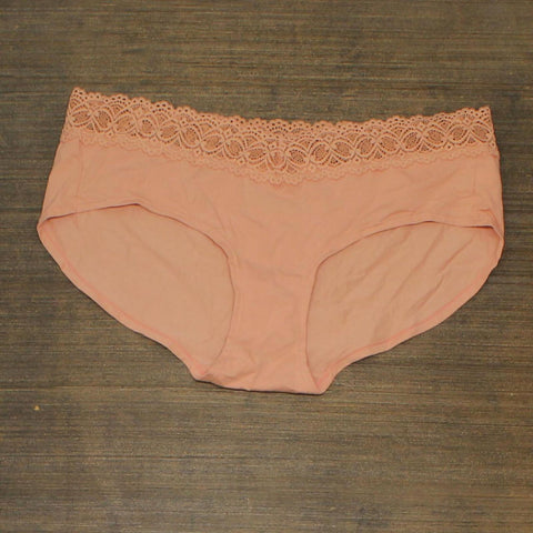 Auden Women's Cotton Hipster with Lace Waistband EY7LW-1 Dark Peach Orange XL