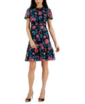 Tahari Asl Women's Embroidered-Floral Print Shift Dress 2CM366-T2