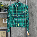 Colsie Women's Plaid Flannel Notch Collar Pajama Top 562917 Green S