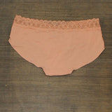 Auden Women's Cotton Hipster with Lace Waistband EY7LW-1 Dark Peach Orange XL