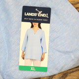 Lands' End Womens 3/4 Sleeve Linen Blend Tunic Blouse Shirt Top 1758415